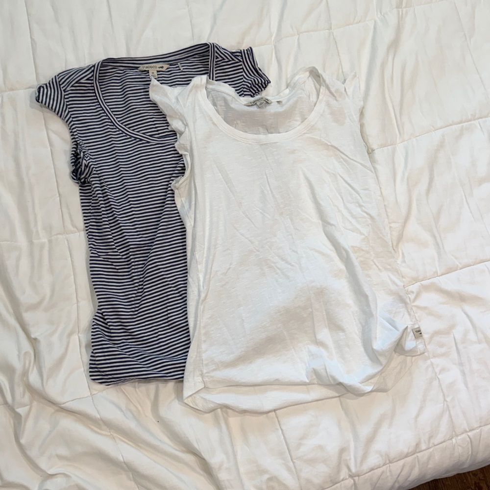 2 Toad & Co women's ruffle sleeve tank top